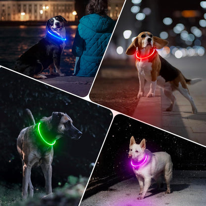 Light up Dog Collar, Rechargeable LED Dog Collar Waterproof Glowing Pet Collar TPU Cuttable Lighted Puppy Collar Safety Dog Lights for Night Walking (Pink 70Cm)