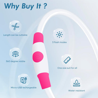 Light up Dog Collar, Rechargeable LED Dog Collar Waterproof Glowing Pet Collar TPU Cuttable Lighted Puppy Collar Safety Dog Lights for Night Walking (Pink 70Cm)